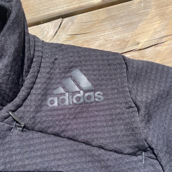 Black Waffle Adidas Zip Up Sweater (M) - Picture 6 of 6